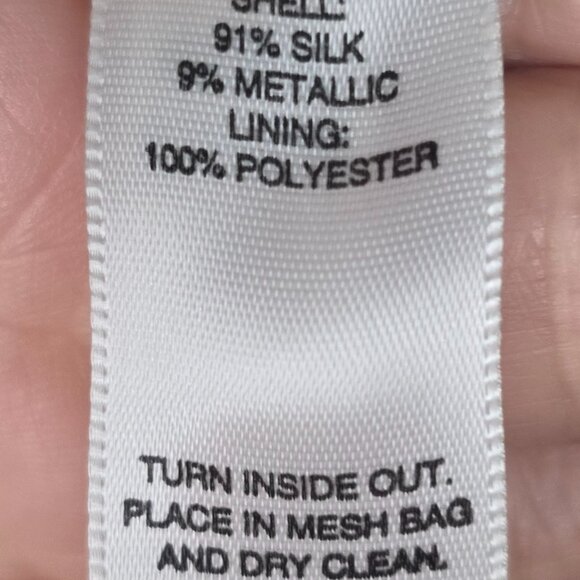 White House Black Market Silk Metallic Golden Sheer Blouse - Picture 7 of 9